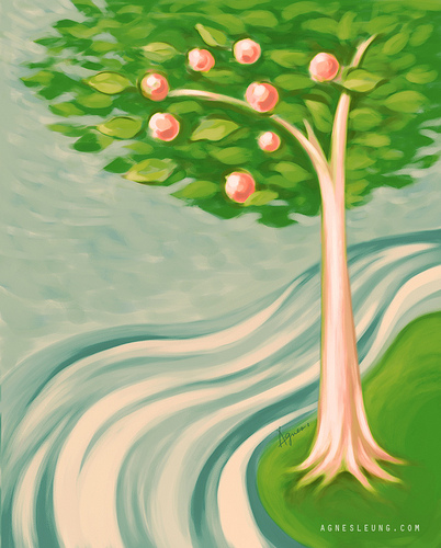 tree by streams of water