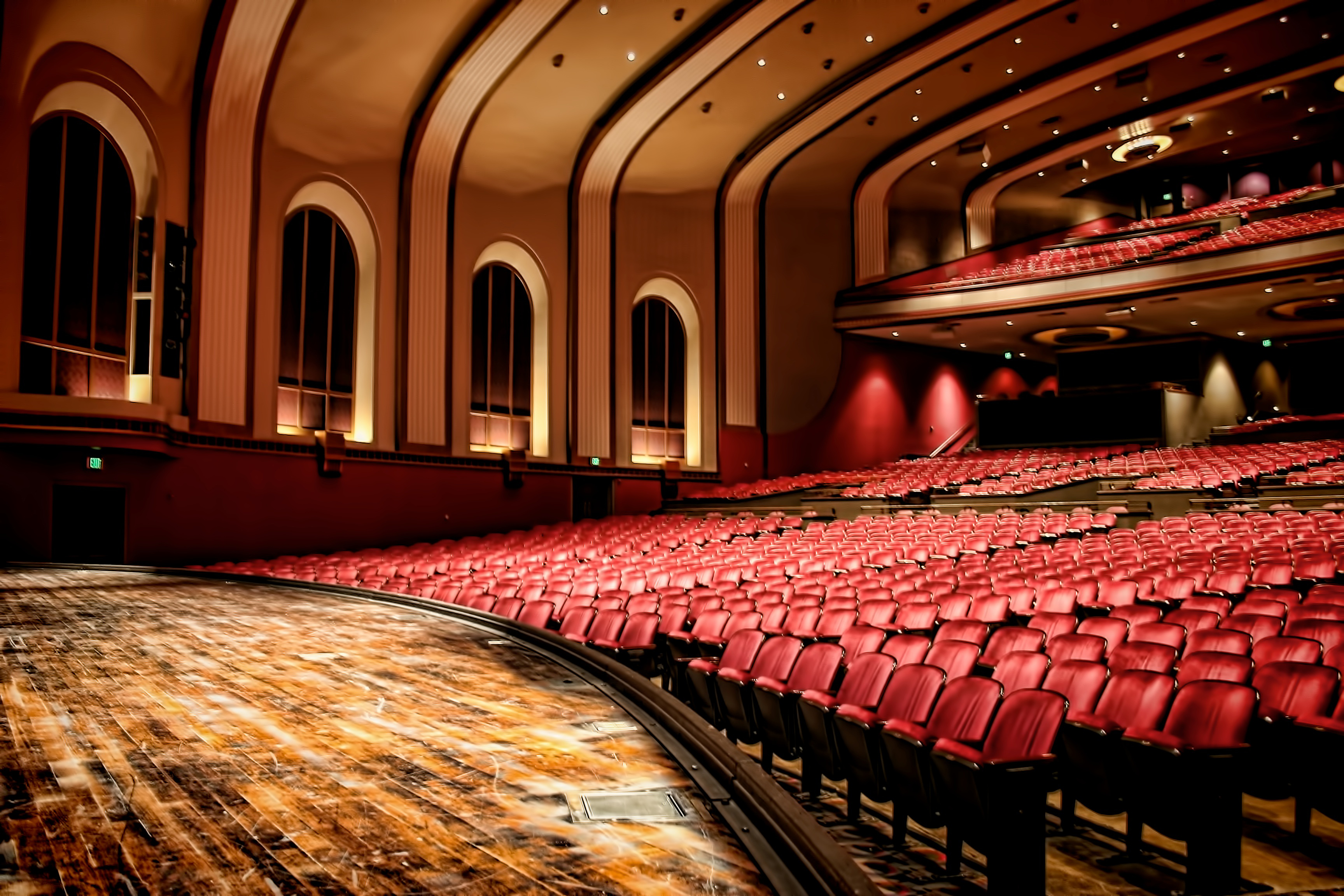 The stage of the Indiana University Auditorium